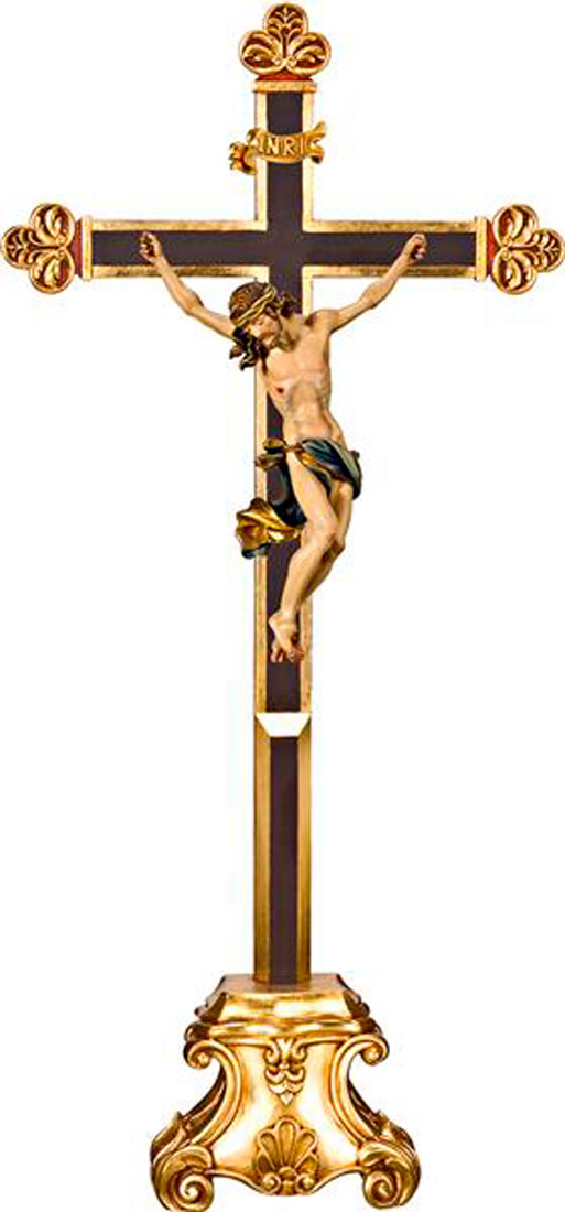 Cristo Barroco con cruz trebolada de sobremesa