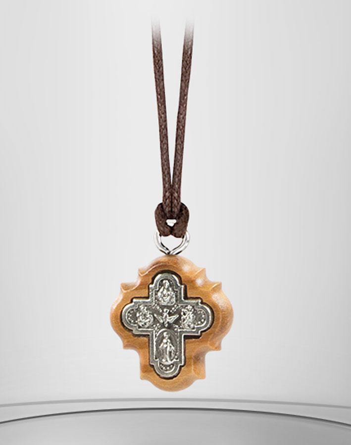 Cross scapular in olive wood and metal