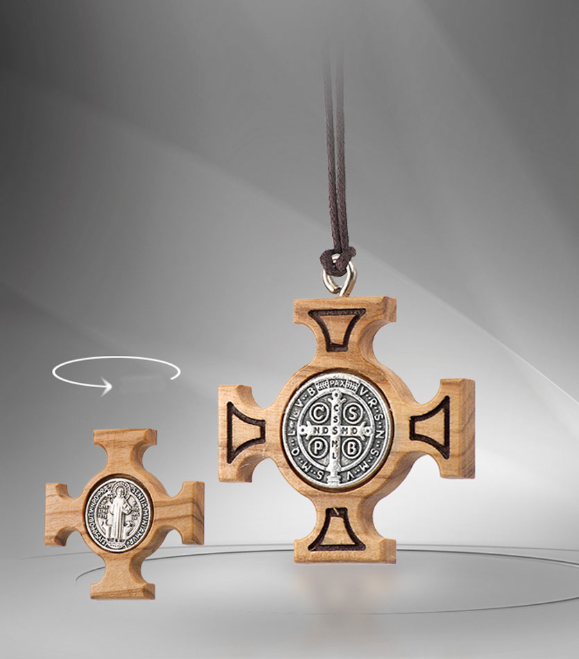 Saint Benedict cross. Olive wood