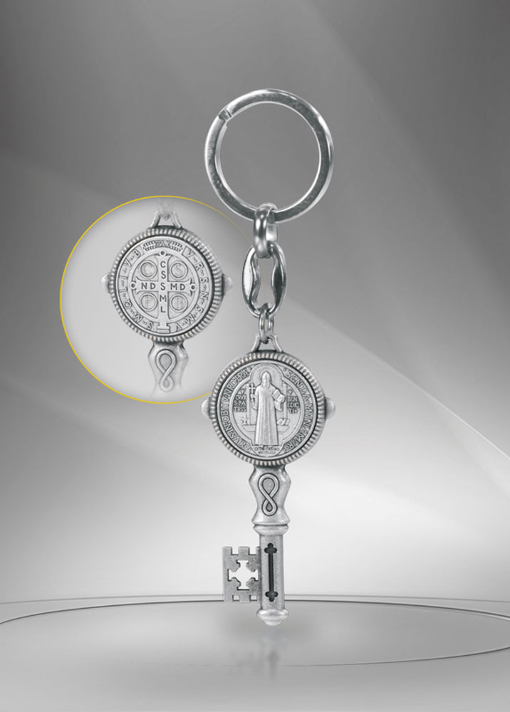 Saint Benedict Key. Metal keychain