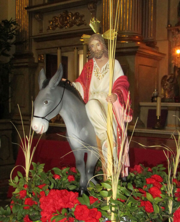 Jesus entry into Jerusalem Donkey. Woodcarving