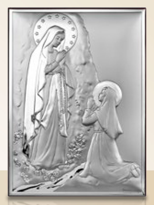 Retablo de la Virgen de Lourdes. Plata laminada.