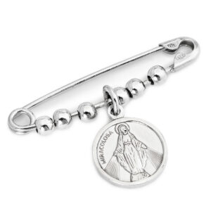 Alfiler 'Virgen Milagrosa'. Plata de ley 925. AMEN