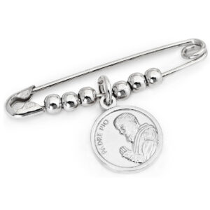 Alfiler 'Padre Pio'. Plata de ley 925. AMEN