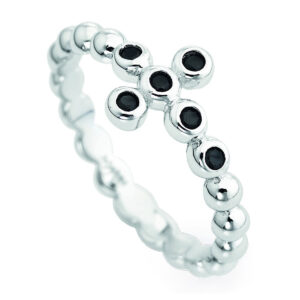 Rosary ring zirconia. Sterling silver 925.  AMEN