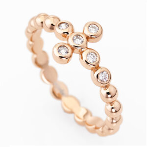 Rosary ring zirconia. Sterling silver 925.  AMEN