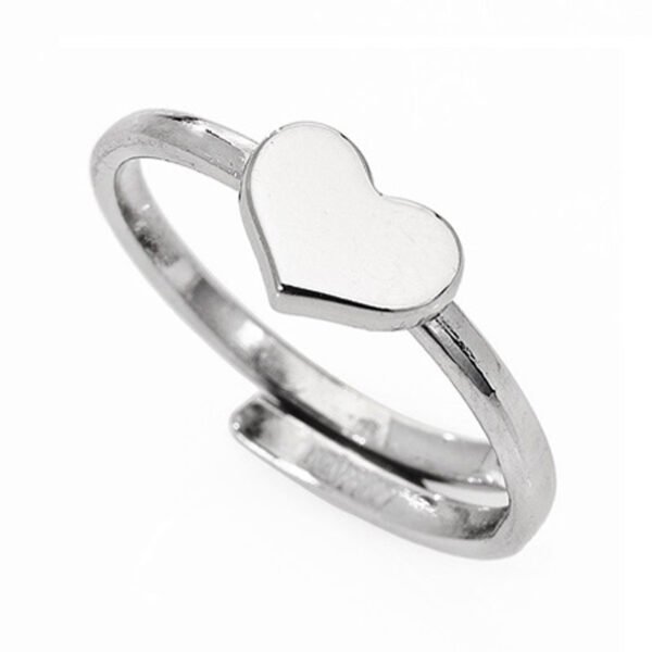 Anillo con Corazón. Ajustable. Plata de ley. AMEN-0