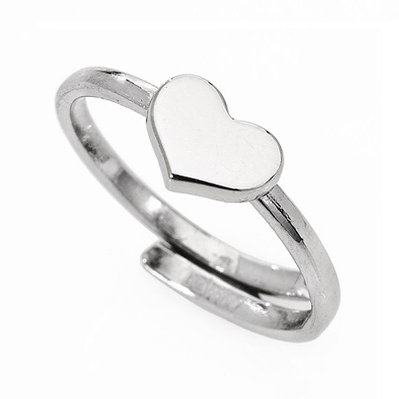 Anillo con Corazón. Ajustable. Plata de ley. AMEN