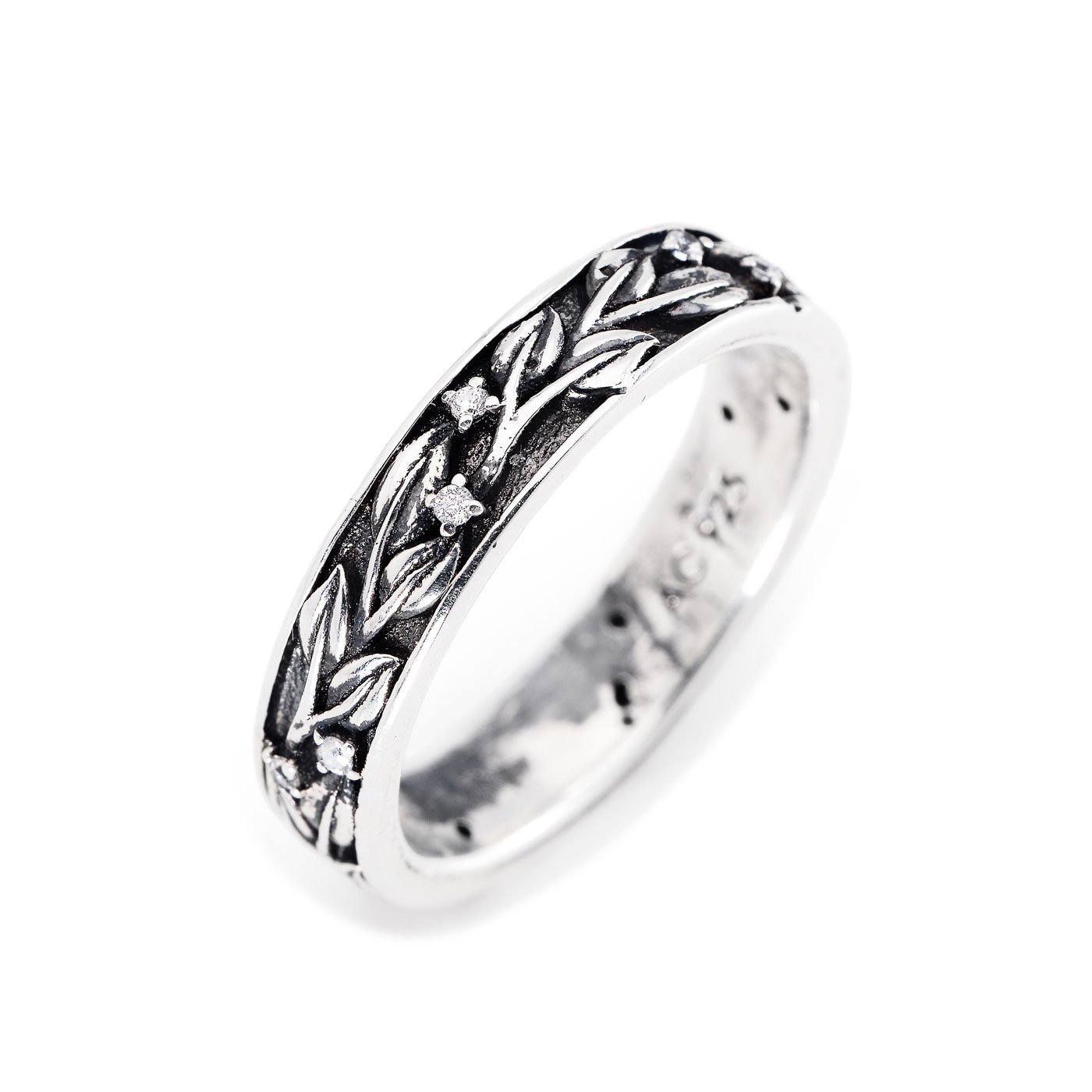 Anillo Arbol de la Vida. Plata de ley y zirconita. AMEN