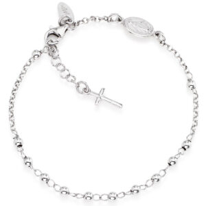 Rosary bracelet with cross and Our lady of the miracle. Sterling silver 925.