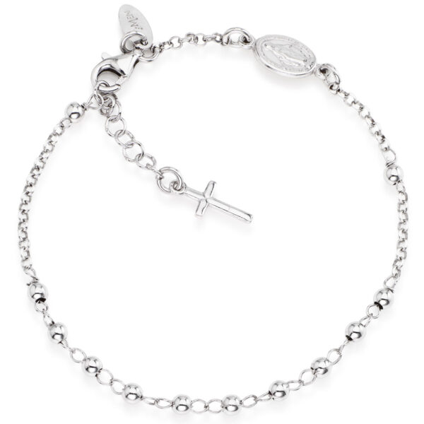 Brazalete rosario con Cruz y Virgen Milagrosa. Plata de ley. AMEN-0