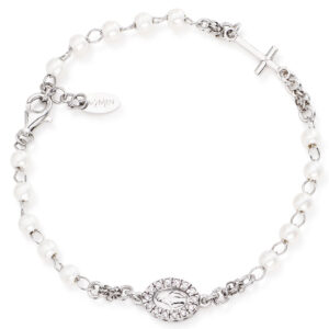 Rosary bracelet with cross and Our lady of the miracle. Sterling silver 925. AMEN