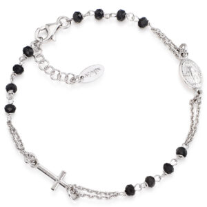 Rosary bracelet with cross and Our lady of the miracle. Sterling silver 925. AMEN