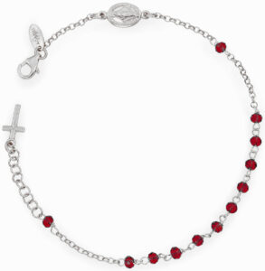 Rosary bracelet with cross and Our lady of the miracle. Sterling silver 925. AMEN