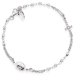 Rosary bracelet with cross and Francis pope. Sterling silver 925. AMEN