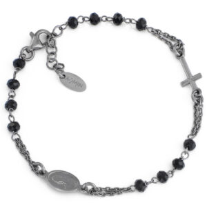 Rosary bracelet with cross and Our lady of the miracle. Sterling silver 925. AMEN