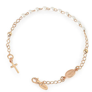 Rosary bracelet with cross and Our lady of the miracle. Sterling silver 925. AMEN