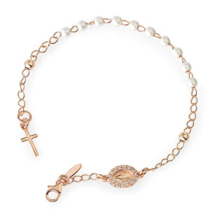 Rosary bracelet with cross and Our lady of the miracle. Sterling silver 925. AMEN