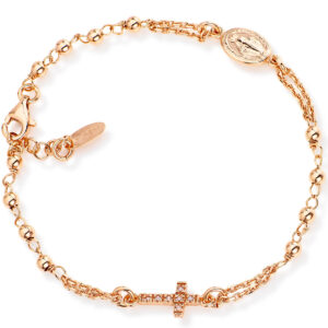 Rosary bracelet with cross and Our lady of the miracle. Sterling silver 925. AMEN