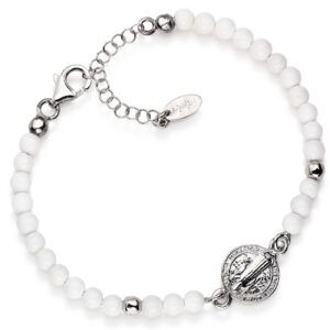 Saint Benedict bracelet. Sterling silver 925 and agate. Woman. AMEN