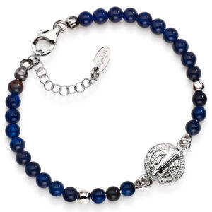 Saint Benedict bracelet. Sterling silver 925 and agate. Woman. AMEN
