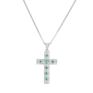 Gargantilla Cruz. Plata de ley y zirconita. AMEN