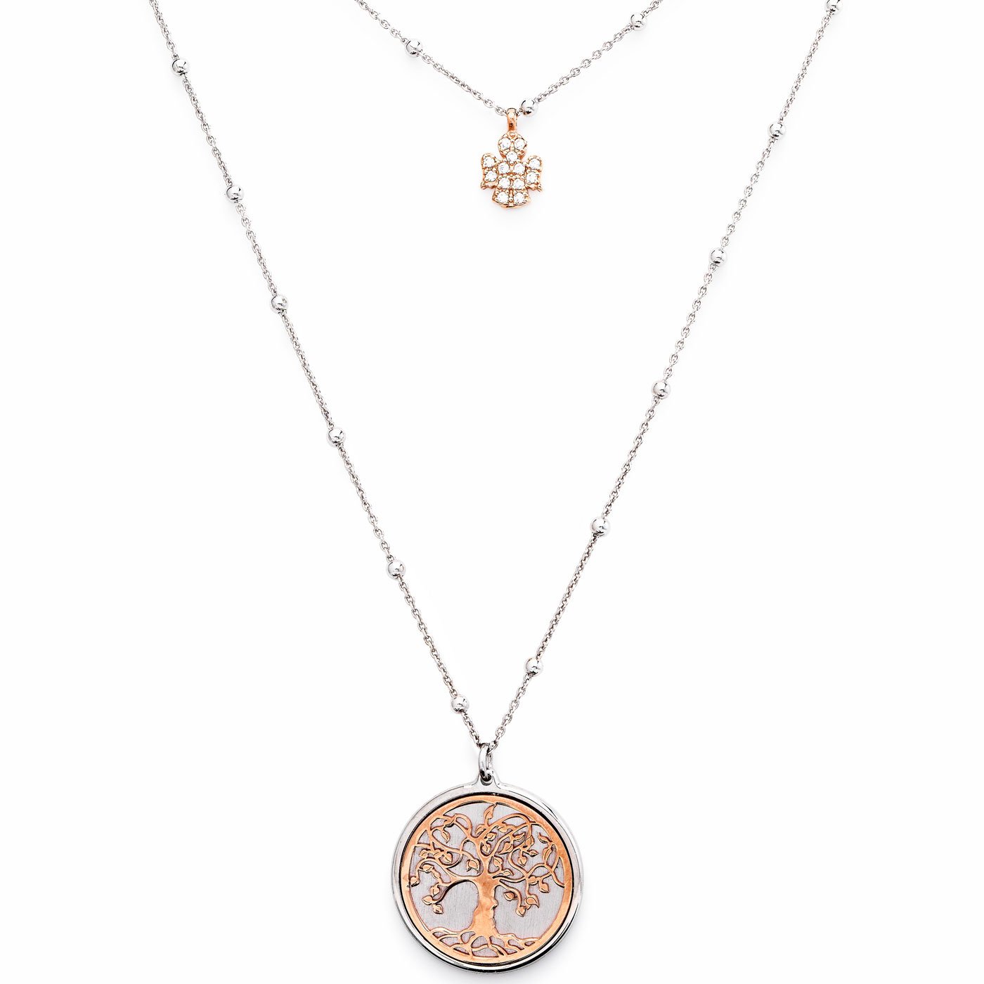 Tree of life necklace. Zirconia and sterling silver.  AMEN