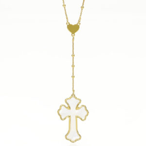 Gargantilla Cruz. Plata de ley y nacar. AMEN