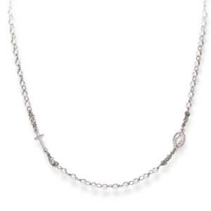 Necklace ‘Cross and Our lady of the Miracle’. Sterling silver 925. AMEN