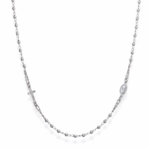 Necklace ‘Cross and Our lady of the Miracle’. Sterling silver 925 and crystal.  AMEN