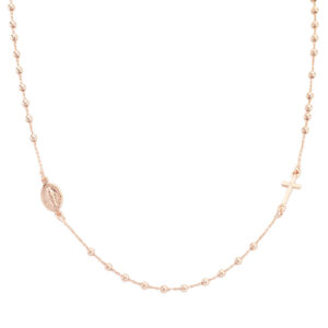 Necklace ‘Cross and Our lady of the Miracle’. Sterling silver 925. AMEN