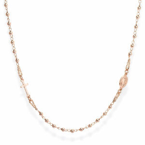 Necklace ‘Cross and Our lady of the Miracle’. Sterling silver 925. AMEN