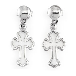 Rosary pendant earrings. Sterling silver 925 and mother of pearl. AMEN