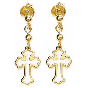 Rosary pendant earrings. Sterling silver 925 and mother of pearl. AMEN