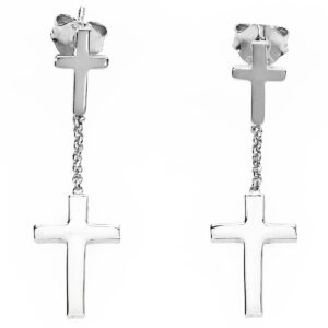Cross earrings. Sterling silver 925. AMEN