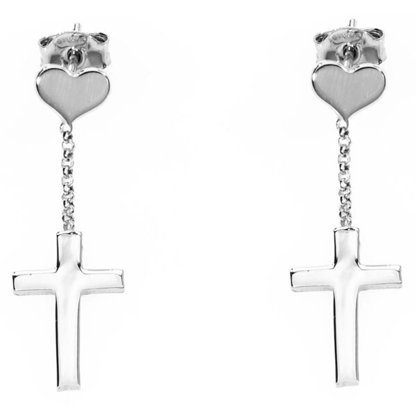 Pendientes Cruces y Corazones. Plata de ley. AMEN-0