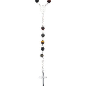 Rosario. Plata de ley 925 y ojo de tigre. AMEN