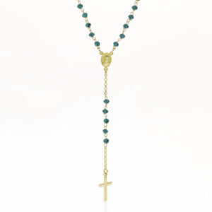 Rosario. Plata de ley 925 y cristal azul. AMEN