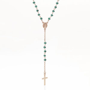 Rosario. Plata de ley 925 y cristal verde. AMEN