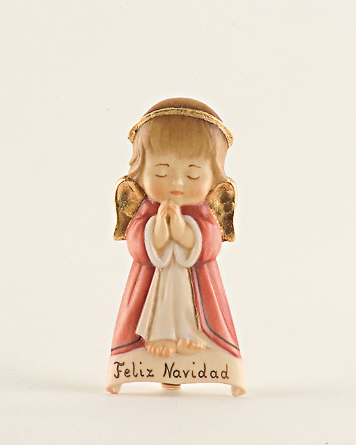 Angel de la congratulacion en Navidad, miniatura en talla madera.