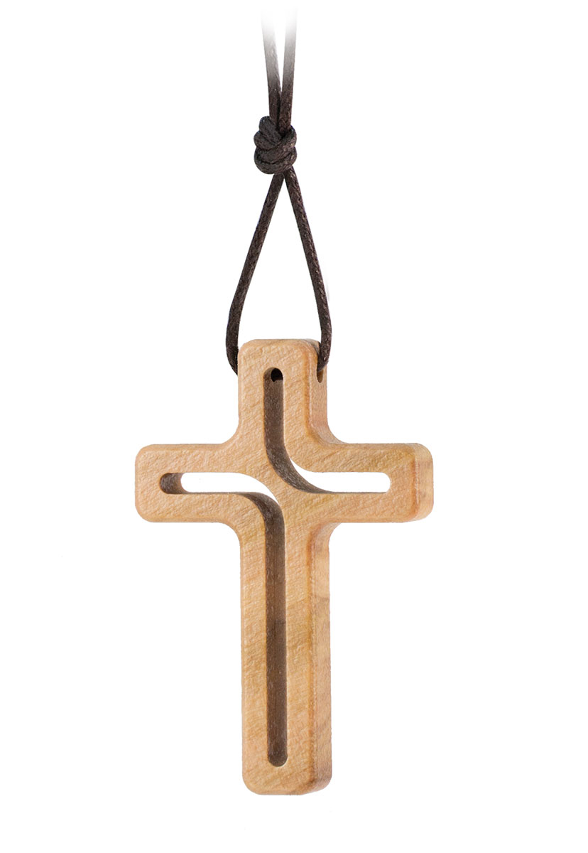 Olive wood stamped cross