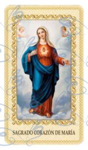 Estampa del Sagrado Corazon de Maria plastificada