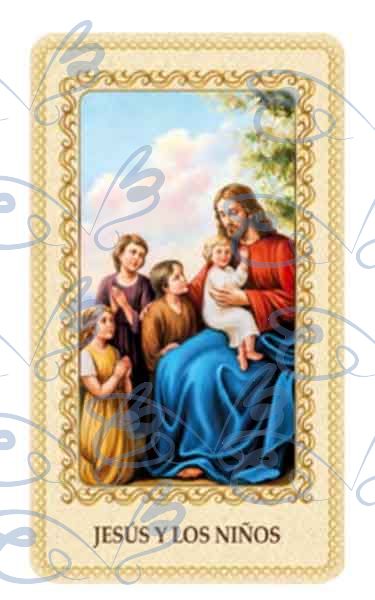 Jesus with children card laminated