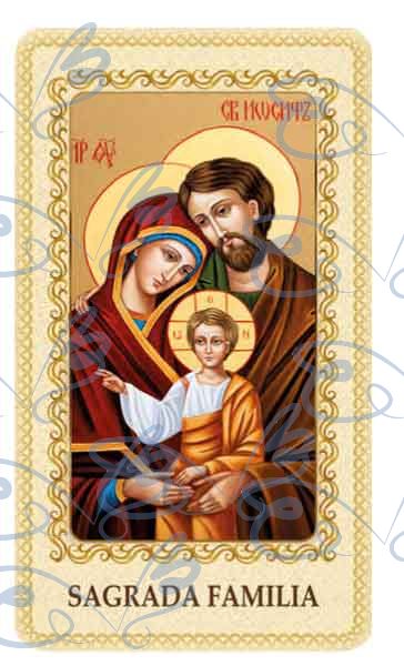 Holy Family card laminated