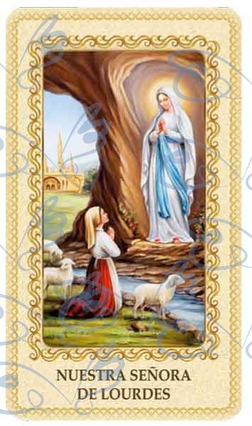 Our Lady of Lourdes card laminated