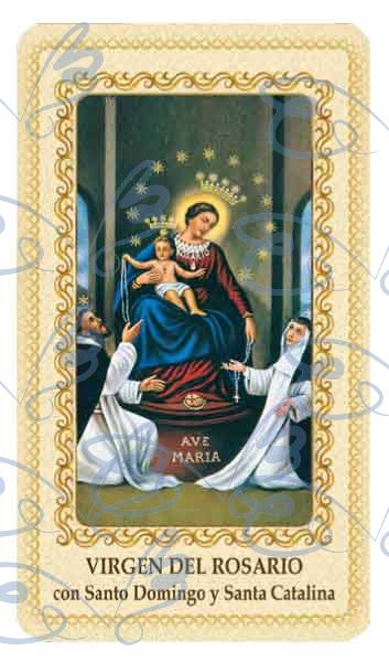 Our Lady of Rosary card laminated