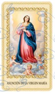 Estampa de la Asunción de la Virgen Maria plastificada