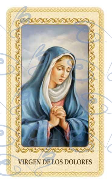 Our Lady of Sorrows card laminated