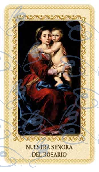 Our Lady of Rosary card laminated