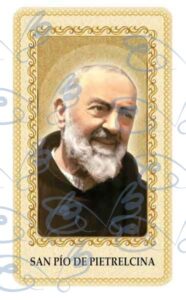 Estampa del Padre Pio de Pietrelcina plastificada
